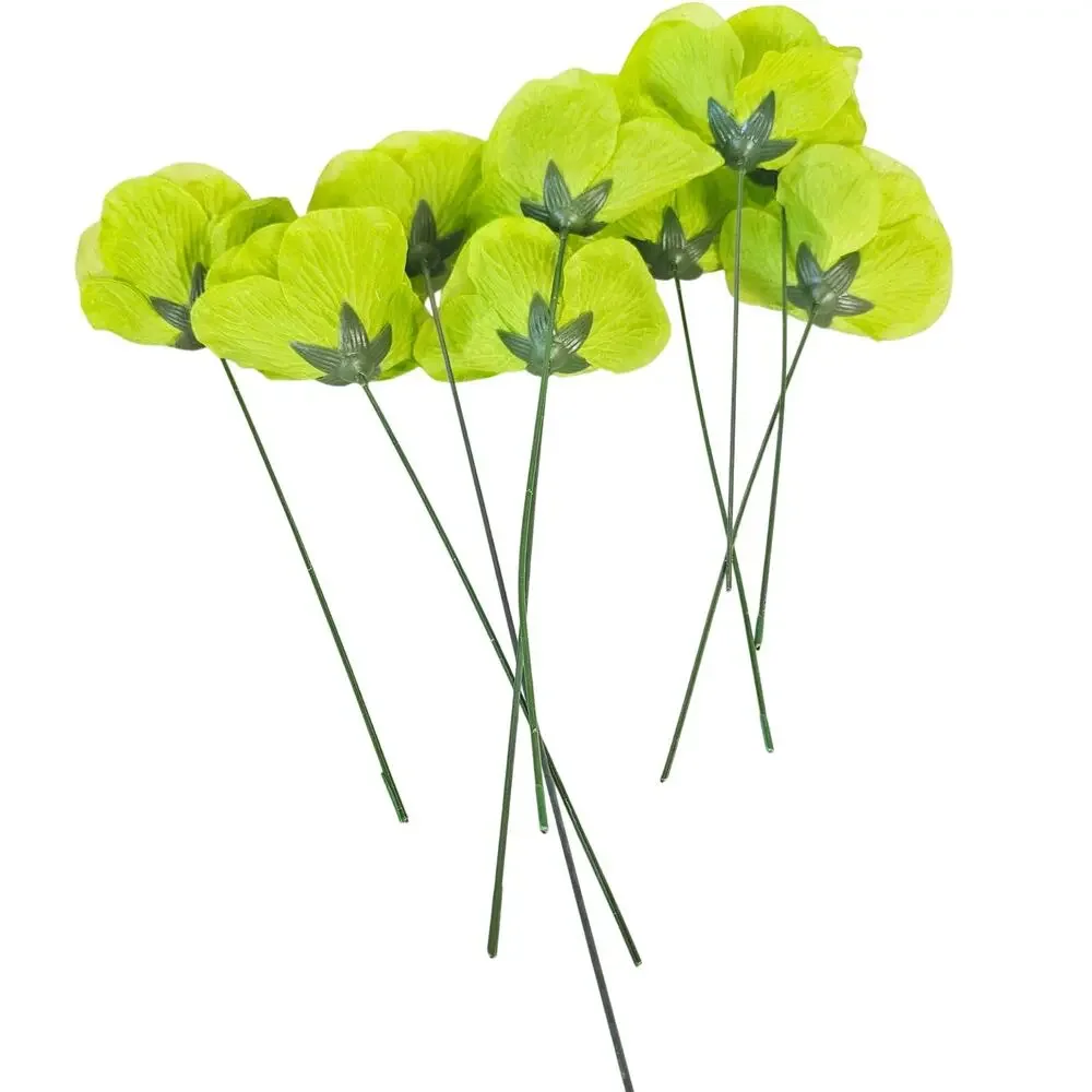 Lime Green Artificial Roses 3in Fluffy Silk Flower Stems Wedding Craft Lot of 21
